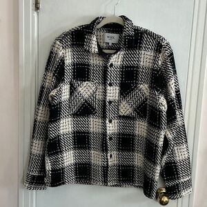 WAX LONDON Whiting Black Beatnik Plaid Button Down Overshirt Jacket XL